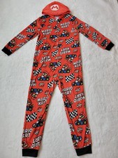 Super Mario Pajamas Union Suit MEDIUM 8 Child Kart Hooded Zip Costume
