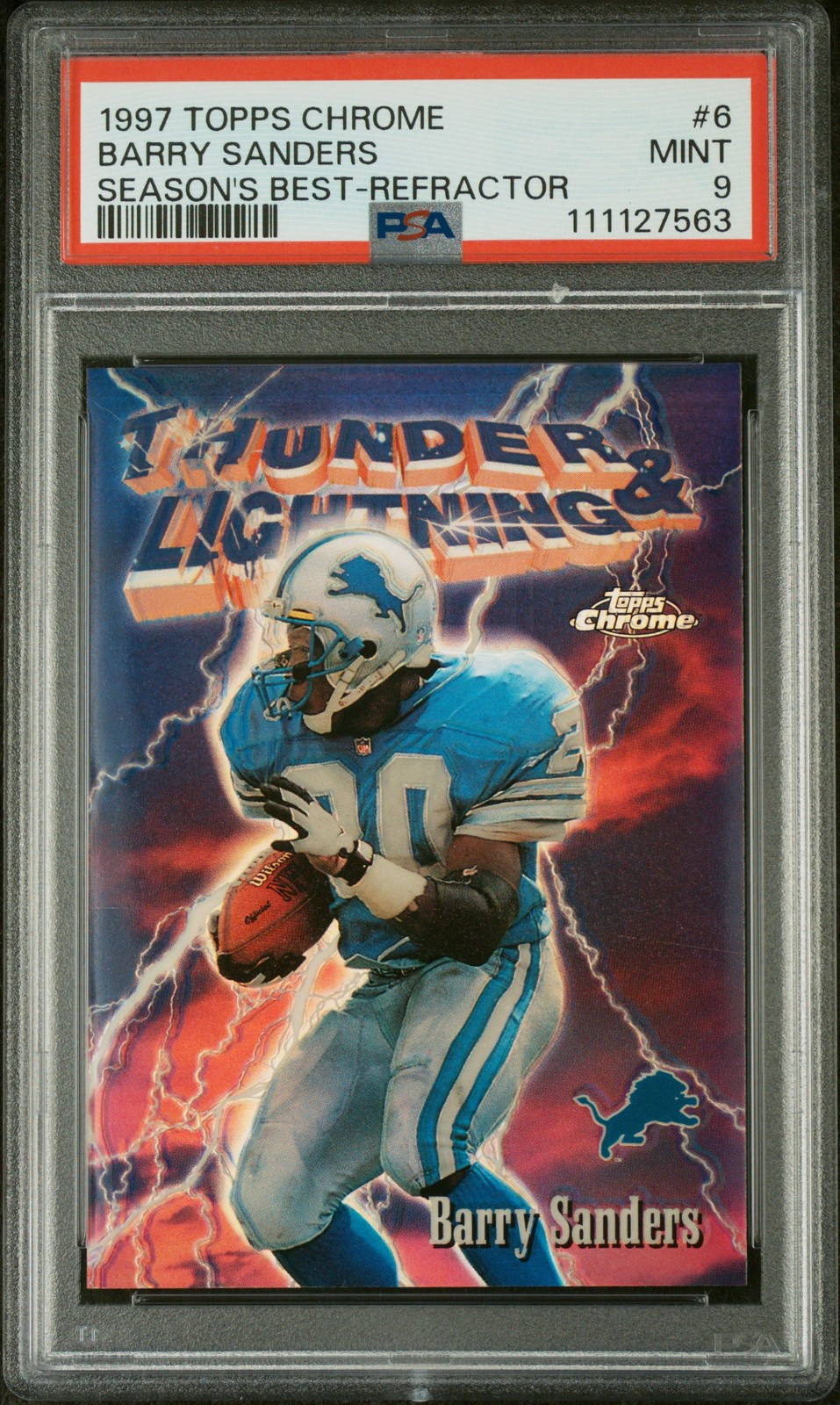 1997 Topps Chrome Season's Best Barry Sanders #6 Refractor PSA 9