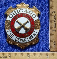EARLY CHICAGO FIRE DEPT CH HANSON RETIRED BATTALION CHIEF 9TH BATTLION BADGE