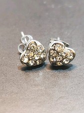 Sparkly Heart Shaped Rhinestone Stud Earrings
