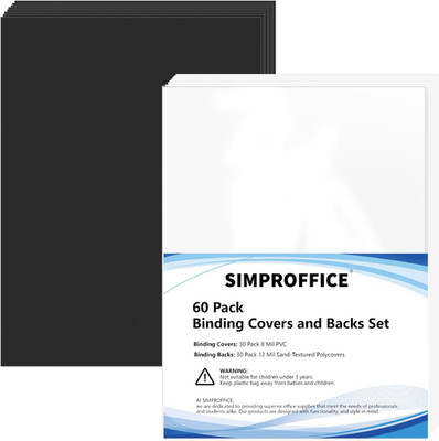60 Pack Binding Covers and Backs Set, 8.5 X 11 Inches, 30P Clear PVC Covers (8 M
