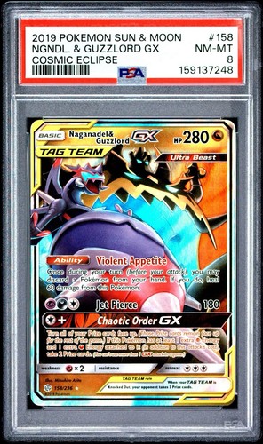 Naganadel & Guzzlord-GX graded PSA 8 for sale on eBay