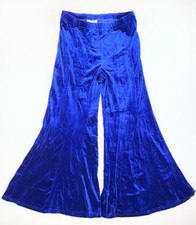 UMGEE Royal Blue Velvet Bell Bottom Flare Pants High Waist Boho Goth XL NEW