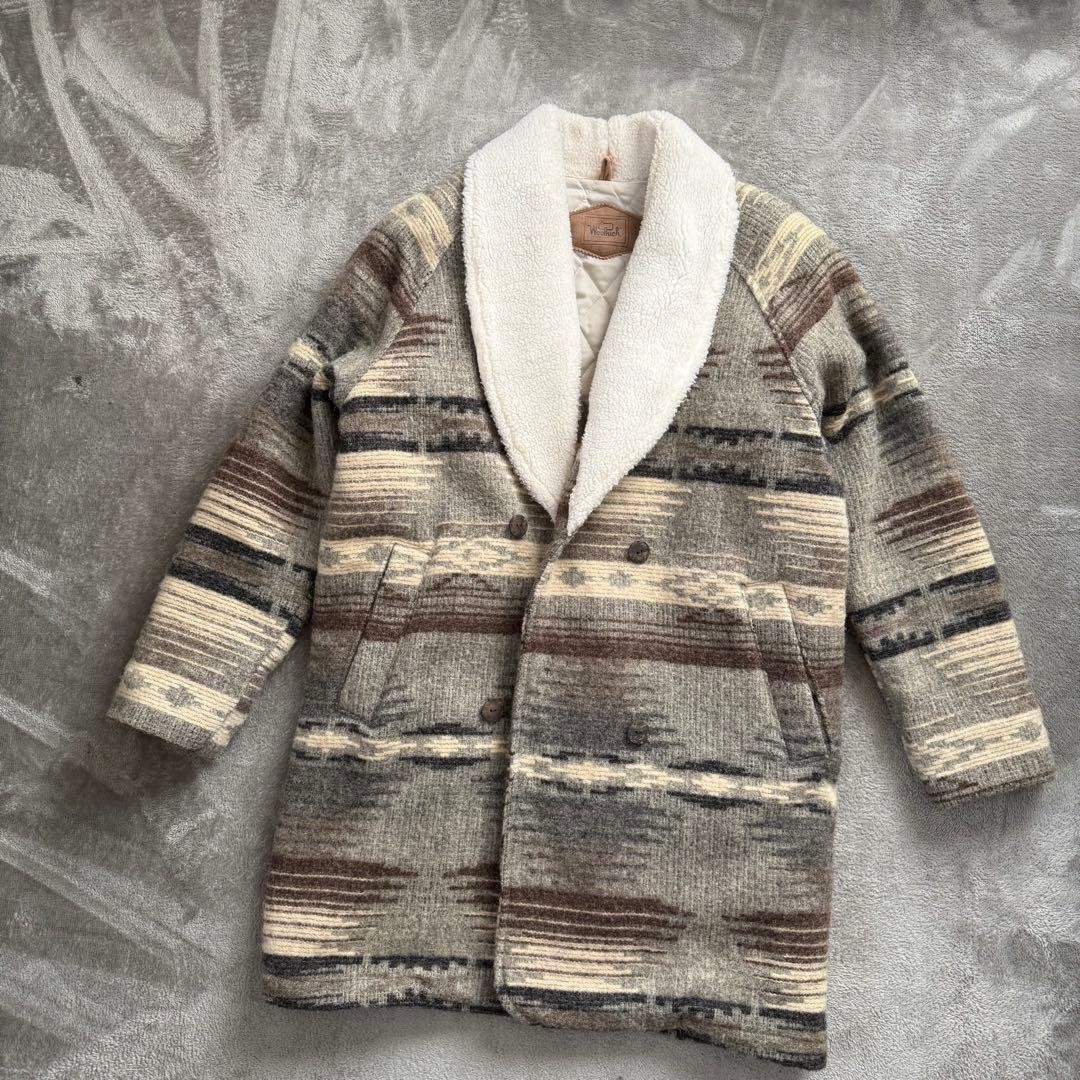 Woolrich Native Pattern Wool Coat Gray Made in US… - image 1