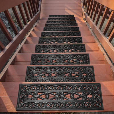 Outdoor Rubber Stair Treads   Scroll Lattice Heavy-Duty Non Slip Stair Mats   St