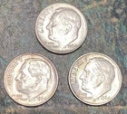 90% Silver Dimes Pre 1965 Roosevelt Dime Lot of 3 Circulated Condition All 1964