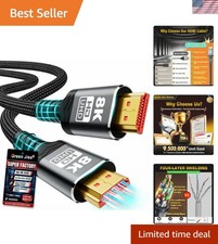 Braided HDMI 2.1 Cable - 48Gbps, Real 8K 60Hz, Multiple Length Options
