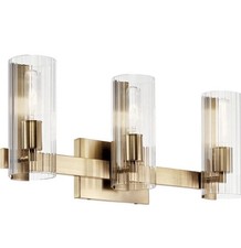 Kichler 55168CPZ Jemsa Vanity, 3-Light 180 Total Watts Champagne Bronze NO GLASS