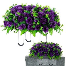 Artificial Cemetery Flowers Saddle for Headstone, Memorial Grave Flowers for ...
