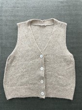 Mango MNG Cardigan Vest Womens M Beige Knit B...