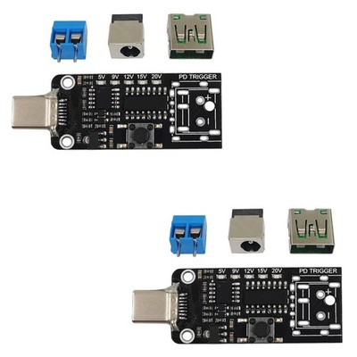 2PCS Type-C PD3.0 5V 9V 12V 15V 20V 5A PD Trigger Board Adjustable Black