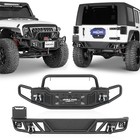Tube Bull Bar Front Rear Bumper Cover w/ Winch Plate For 07-18 Jeep Wrangler JK