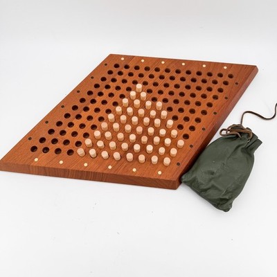 Vintage Danish Piet Hein & Skjode Con-Tac-Tix Game Wood Board 49 Pegs