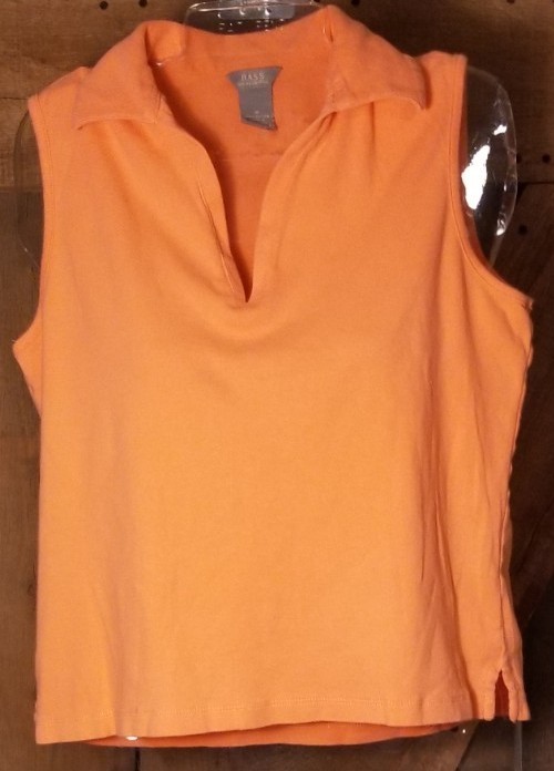 BASS by G H BASS & CO. Women's orange sleeveless top size medium 100% Cotton 