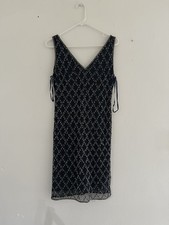 Pisarro Nights Bkack Mesh Beaded Sequin Cocktail Dress Size 8 NEW