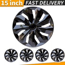 4pack 15 Inch Black Wheel Covers Snap On Full Hub Caps Fits R15 Tire Steel Rim