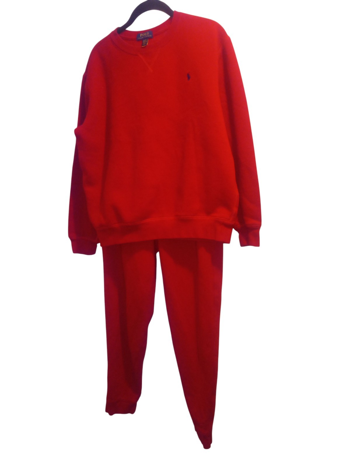 Polo Ralph Lauren 2 Pezzi Felpa Rossa Pantaloni Jogger Ragazzo Taglia XL (18 20) Pony
