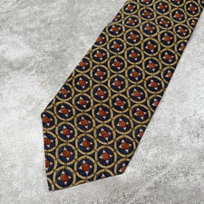 XMI PLATINUM Silk Tie Mens One Size Gold Geometric Pointed Made In USA Necktie