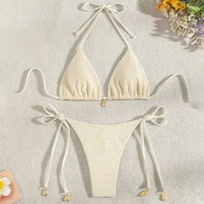 Solid Color Tied Bikini Split Swimsuit Women Beach Spring Swimsuit Bikini