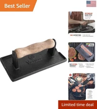 Versatile Cast Iron Panini, Bacon, and Burger Press - Seasoned & Durable Design