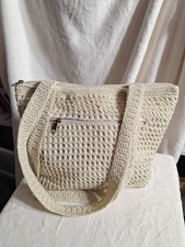 The Sak Cream Crochet Zippered Handbag