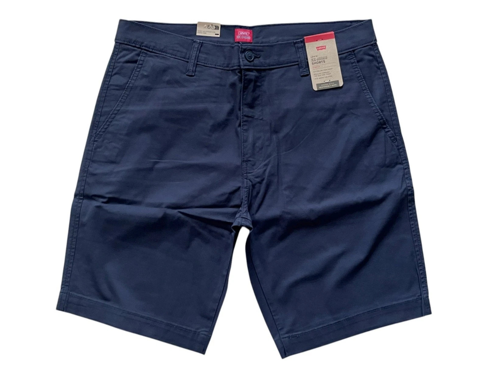 Levis Red Tab Mens XX Navy Blue Stretch Breathable Taper Fit 9" Chino Shorts