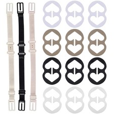 Thsinde Bra Strap Clips,12 Clips and Straps NO, Black White Nude