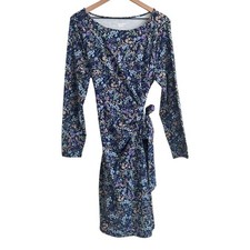 NWT Lands' End Long Sleeve Cotton Modal Boatneck Tie Waist Dress Size Large