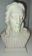 Vintage Ceramic Jesus Head Holland Mold Ivory With Sepia Tones 7 1/2