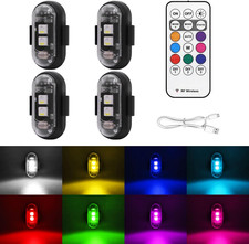 4PCS Wireless LED Strobe Lights with Remote Control, 8 Colors USB Charing Waterp