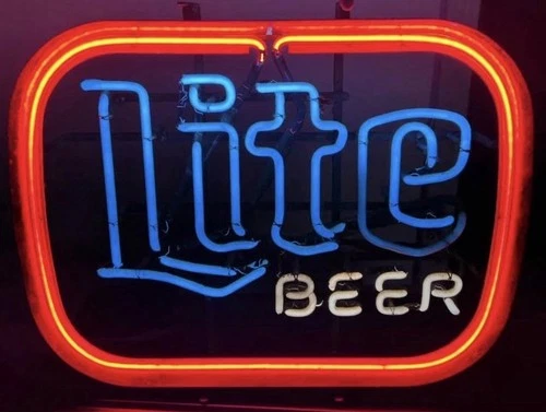 Vintage Miller Lite Beer Tavern Neon Sign Works, Franceformer, Chains