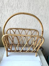 Porte revues vintage en bambou et rotin