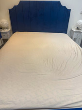 Blue Upholstered Bed Headboard - Adults Bedroom Headboard