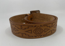 VTG Tooled Leather Belt Made USA Southwestern Western Top Grain Saddle Leather S