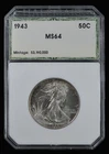 1943 Walking Liberty Half Dollar 50c- UNC Old Hallmark Holder