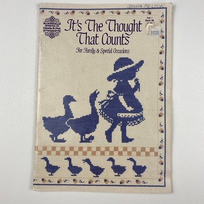 It's the Thought That Counts VTG 1983 Cross Stitch Pattern Book Family Gift