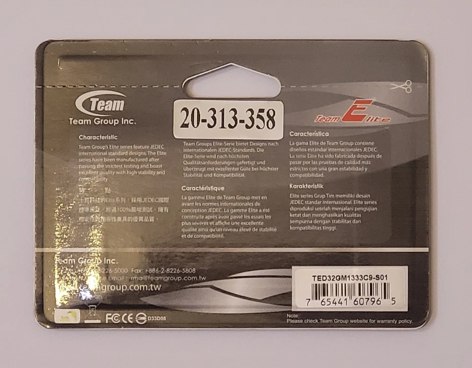 2GB - DDR3 1333Mhz  CL 9-9-9-24 Team Group  - Brand New / NIB / Unopened - Image 2 of 2