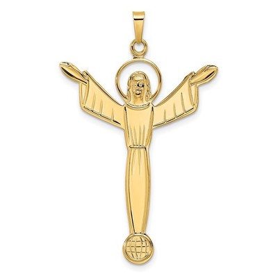 14k Yellow Gold Solid Risen Christ Pendant 1.3g W- 28.82mm for Women Solid