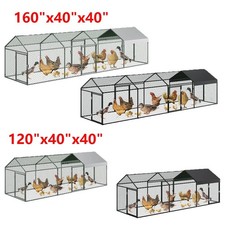 Large Metal Chicken Coop Chicken Runs W/ Waterproof and Anti-UV Cover Portable
