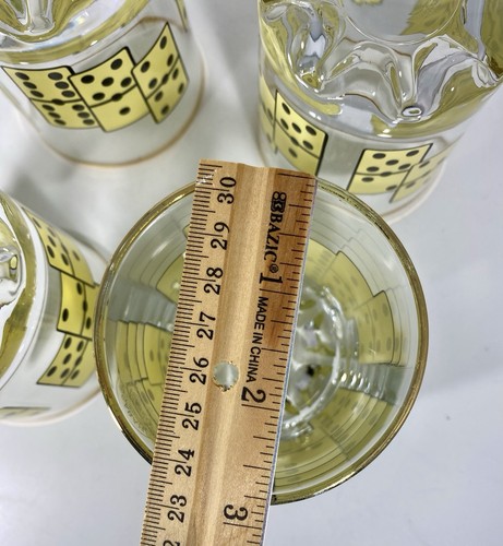 Domino Rocks Glass Retro Barware Set of 4 Gold Rimmed Stylish Cups - Picture 9 of 9