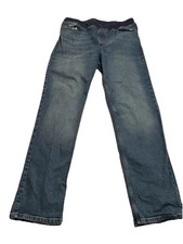 Lands End Boys Husky XXL 18H 20H Pull-On Stretch Denim Jeans Blue Straight Leg