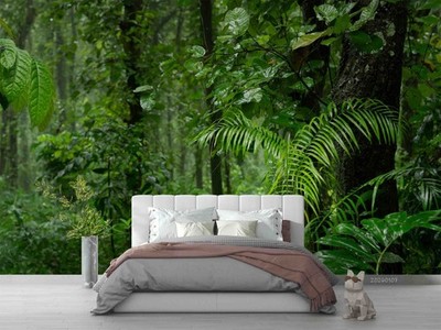 3D Nature Green Forest Self-adhesive Removeable Wallpaper Wall Mural