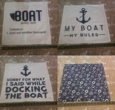 Paquete de 4 fundas de almohada para barco 17" azul/blanco decoración ancla náutica vela marina