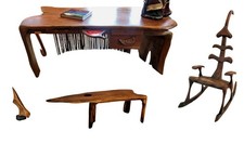James Monroe Camp Signed Black Walnut Furniture & Sculpture Collection – 4 Piece