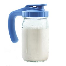Breast Milk Pitcher 32oz Glass Mason Jar with 32 Ounces, Ligh Blue