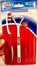 Oral Care Kit Soft Nylon Toothbrush Set with Tongue Scraper, 4 Count