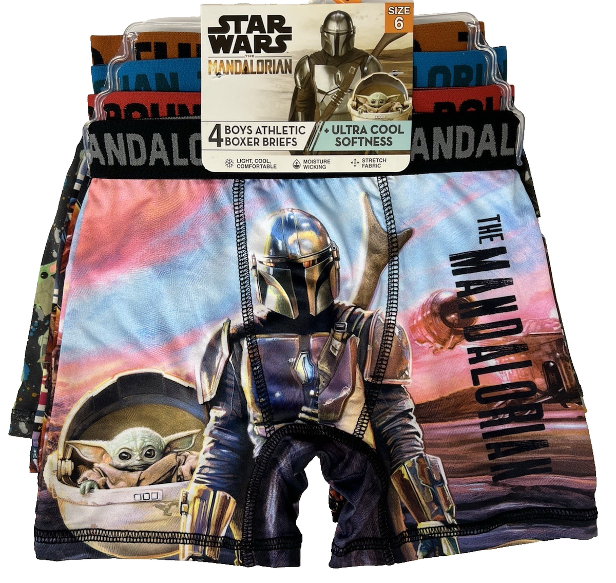 WOW! 4 STAR WARS MANDALORIUM Boys Athletic Boxer Briefs Size 6