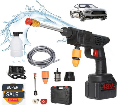 #ad Portable Cordless Car Washer Electric High Pressure Water Spray Gun Garden Yard $24.89