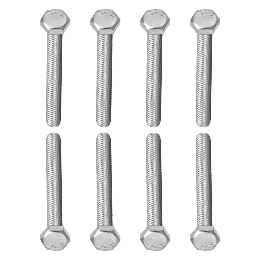M8x100mm(DxL) 8Pack 304 Stainless Steel Hexagon Head Cap Bolts Screws