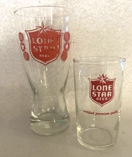 Lot of 2 ~ Lone Star Beer ~ Pilsner and Short-Pour ~ Glass ~ 6.25" and 4" Tall